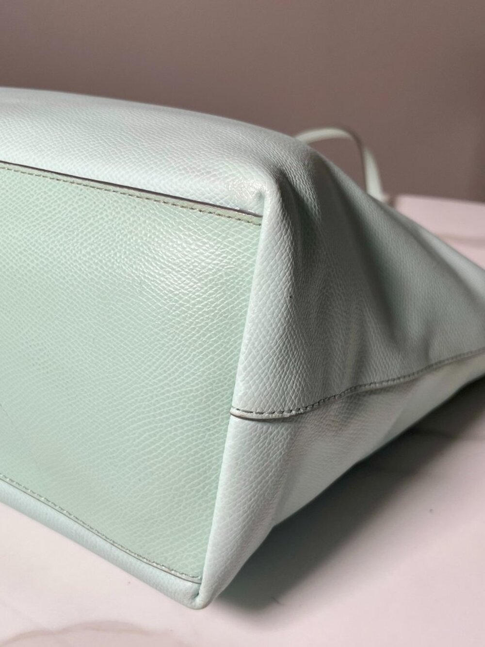 Coach City Zip Tote Seafoam Green Pebbled Leather Tote Shoulder Bag + COA - Picture 12 of 16